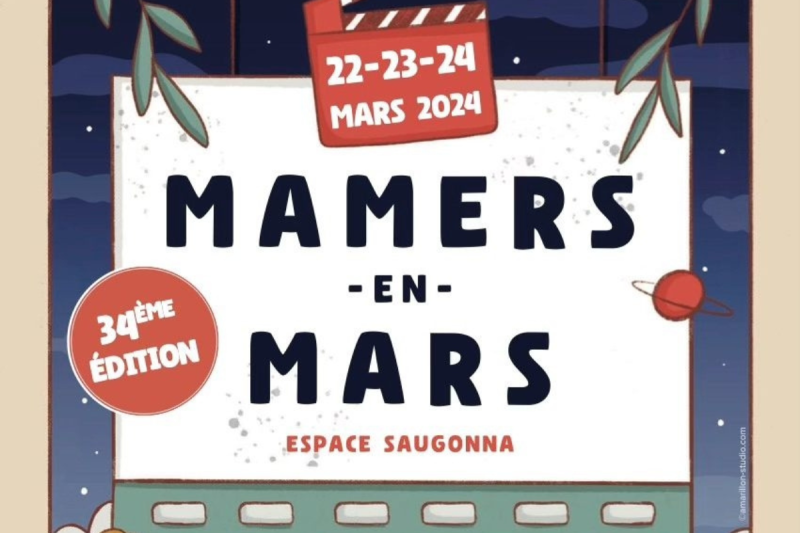 Affiche festival mamers en mars - 22 23 24 mars 2024